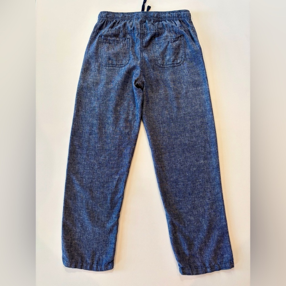 da-sh Linen Blend Boho Denim Blue Straight Leg Pants Small Drawstring Pockets - Picture 11 of 14